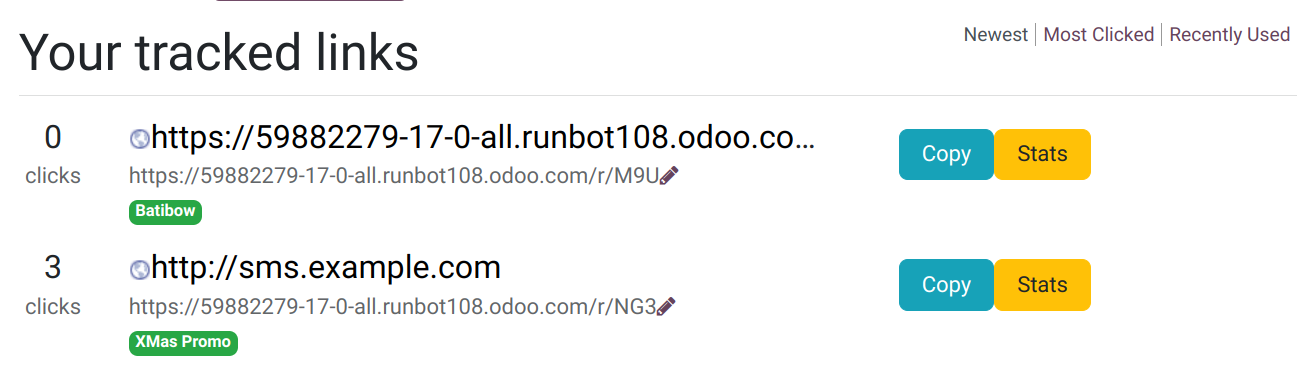 获取您跟踪的所有链接的概览。